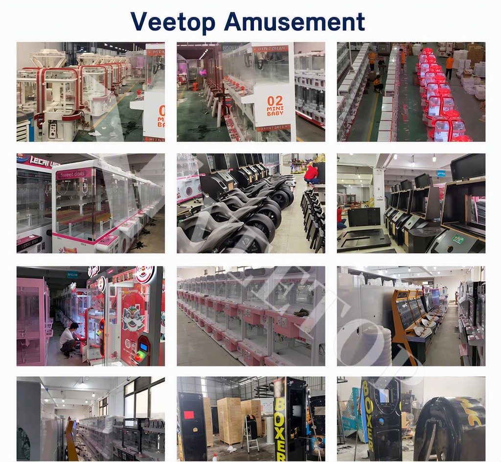 Arcade machine assembly and warehouse areas inside the factory